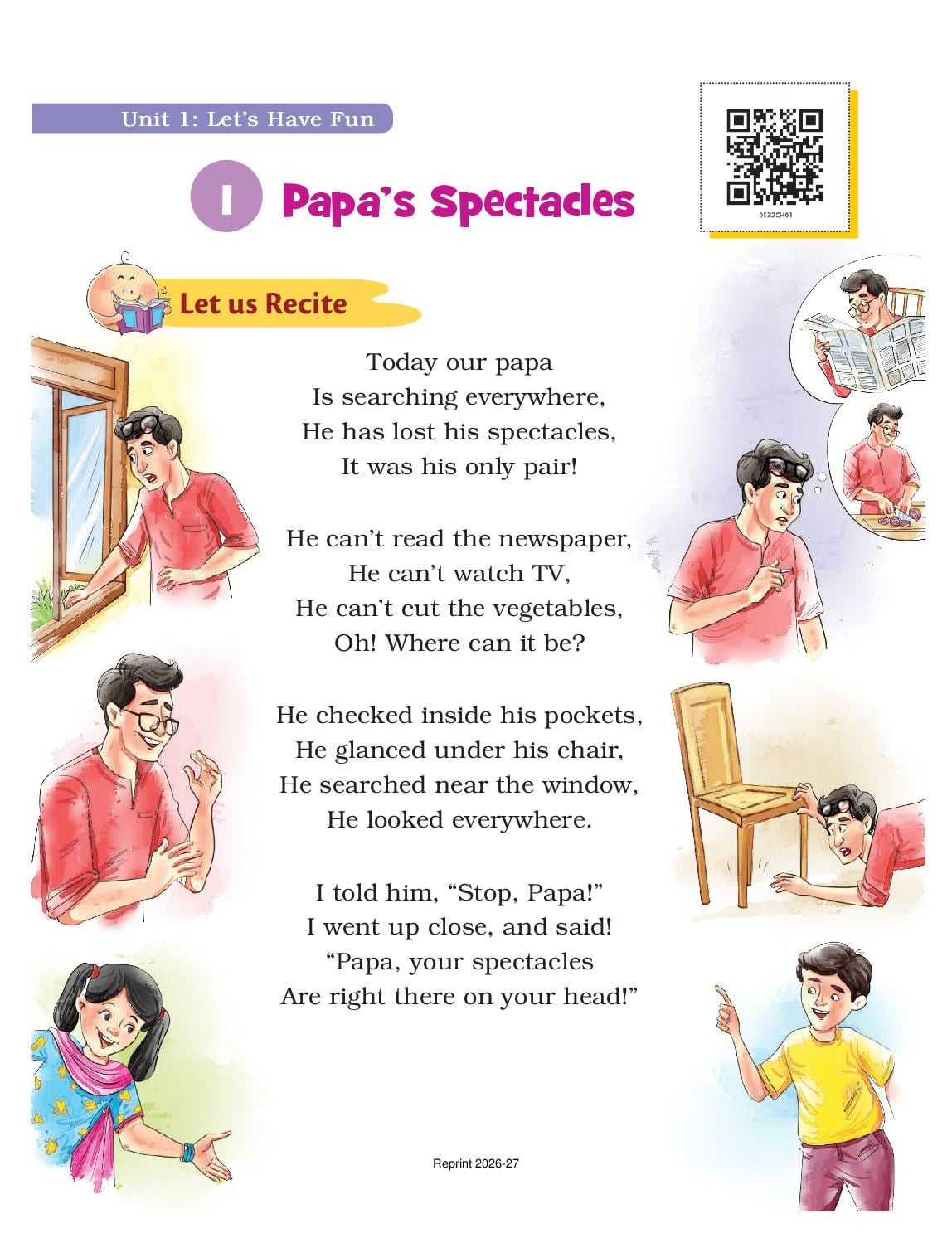 NCERT Book Class 5 English (Santoor) Chapter 1 Papa’s Spectacles - Page 1 of 10