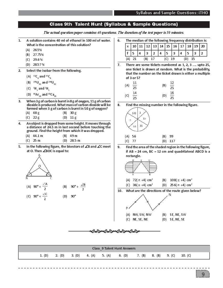 SilverZone iTHO Sample Paper Class 9 - Page 1 of 1