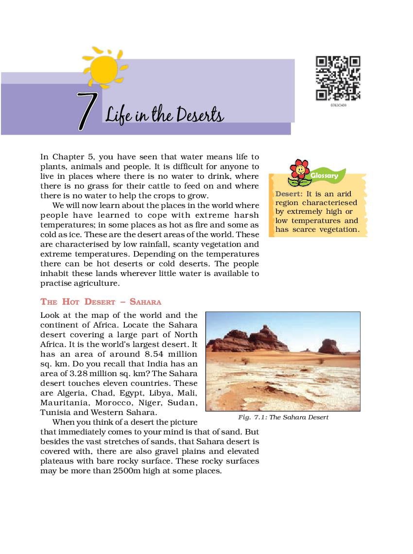 NCERT Book Class 7 Social Science (Geography)  Chapter 7 Life in the Deserts - Page 1