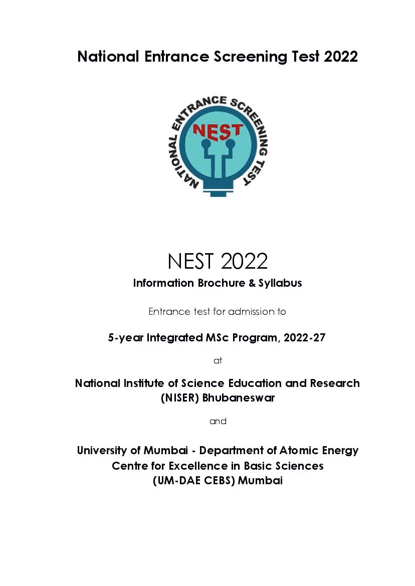 NEST 2022 Information Brochure - Page 1