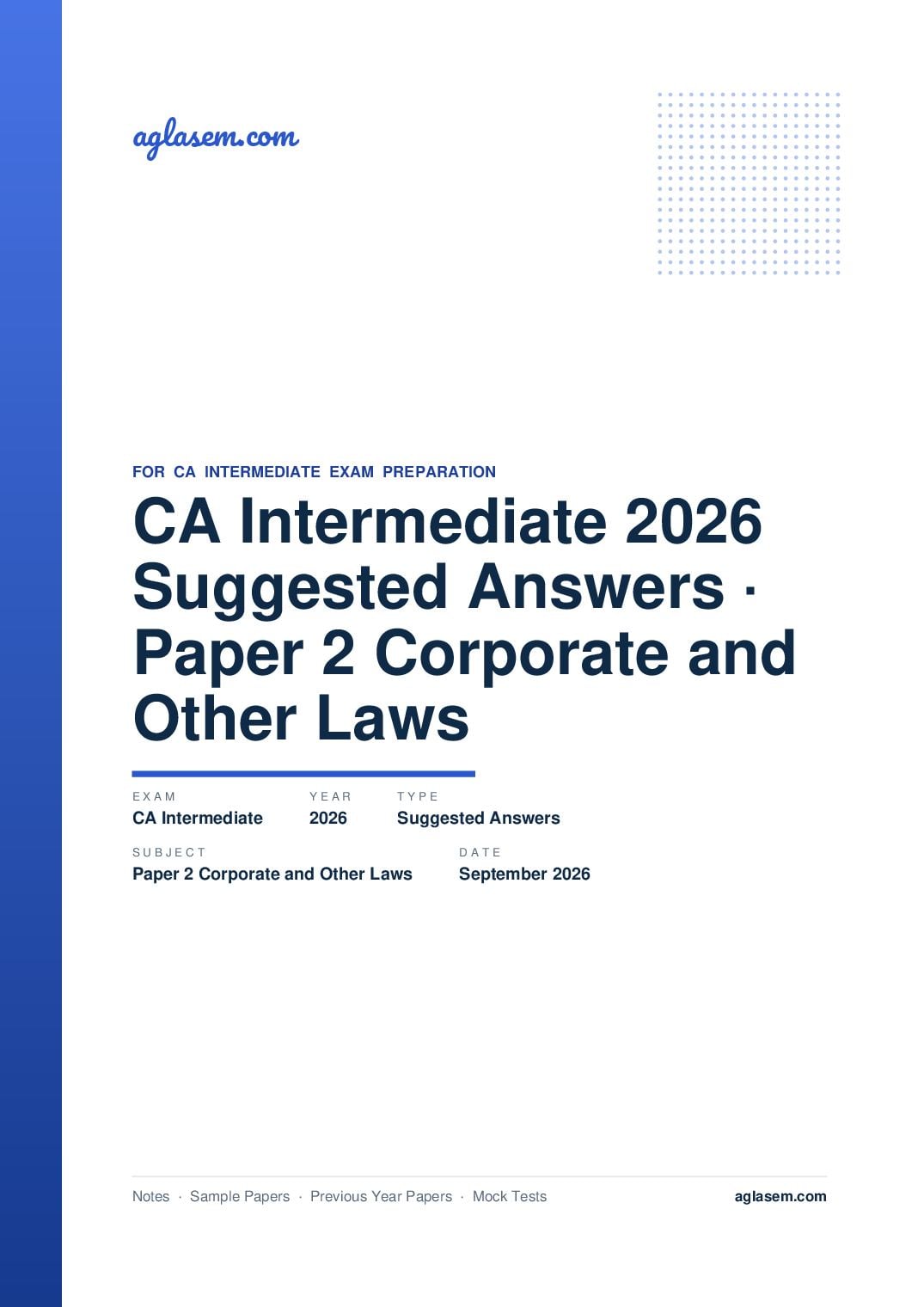 CA Intermediate September 2026 Suggested Answers Paper 2 Corporate and Other Laws - Page 1 of 45