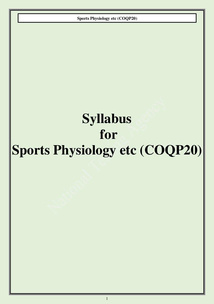 CUET PG 2024 Syllabus Sports Physiology - Page 1