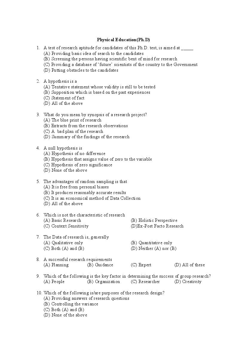 Panjab University Ph.D Entrance Exam 2022 Question Paper for Faculty of Education, Design and Fine Arts, Pharmaceutical Sciences - Page 1