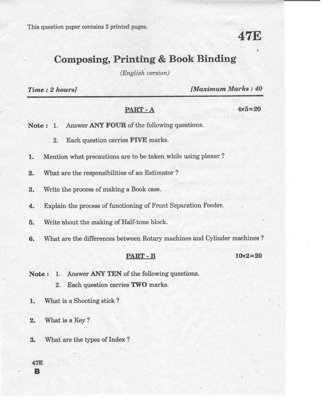 AP 10th Class Question Paper 2019 Composing, Printing And Book Binding (English Medium) - Page 1