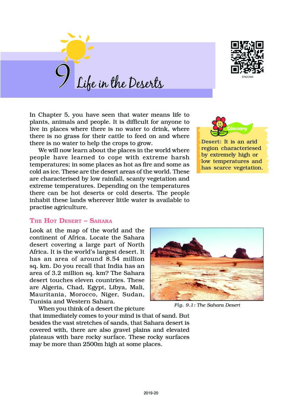 NCERT Book Class 7 Social Science (Geography) Chapter 9 Life in the Deserts - Page 1