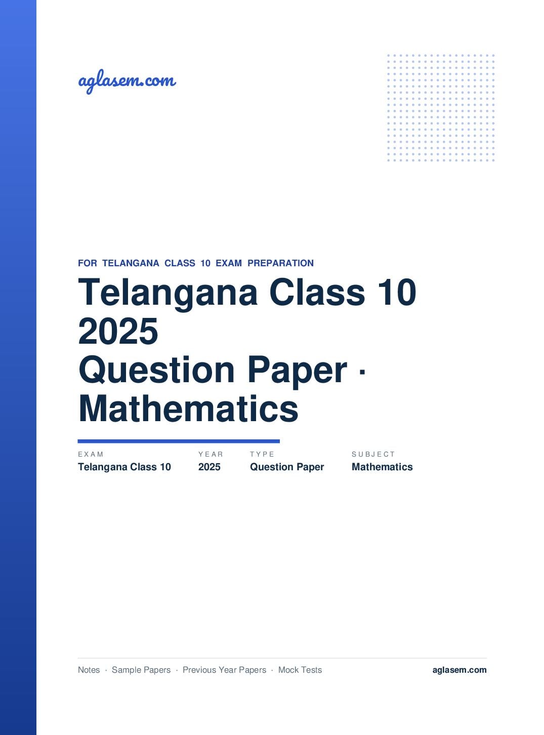 Telangana Class 10 Question Paper 2025 Mathematics - Page 1 of 5