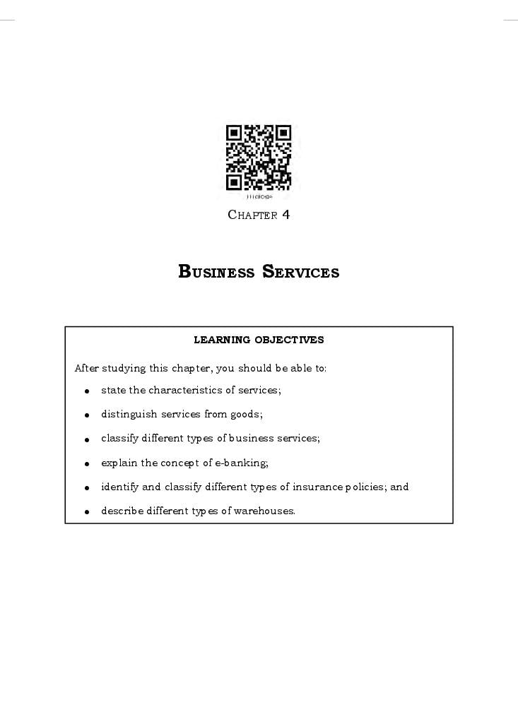 NCERT Book Class 11 Business Studies Chapter 4 Business Services - Page 1