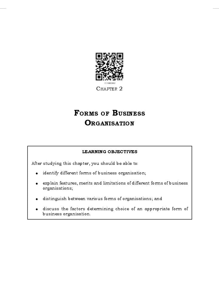 NCERT Book Class 11 Business Studies Chapter 2 Forms of Business Organisation - Page 1