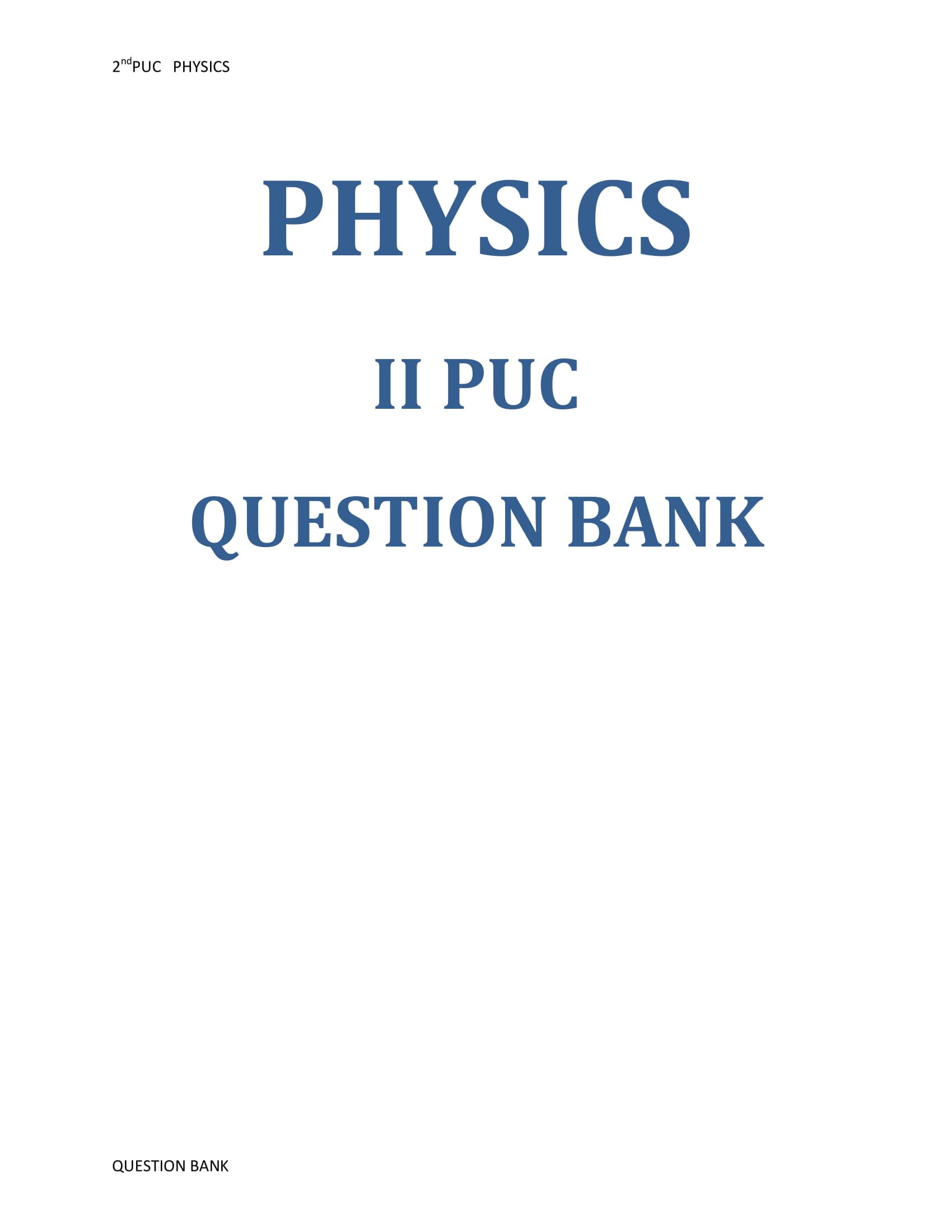 Karnataka 2nd PUC Question Bank for Physics 2017-18 - Page 1