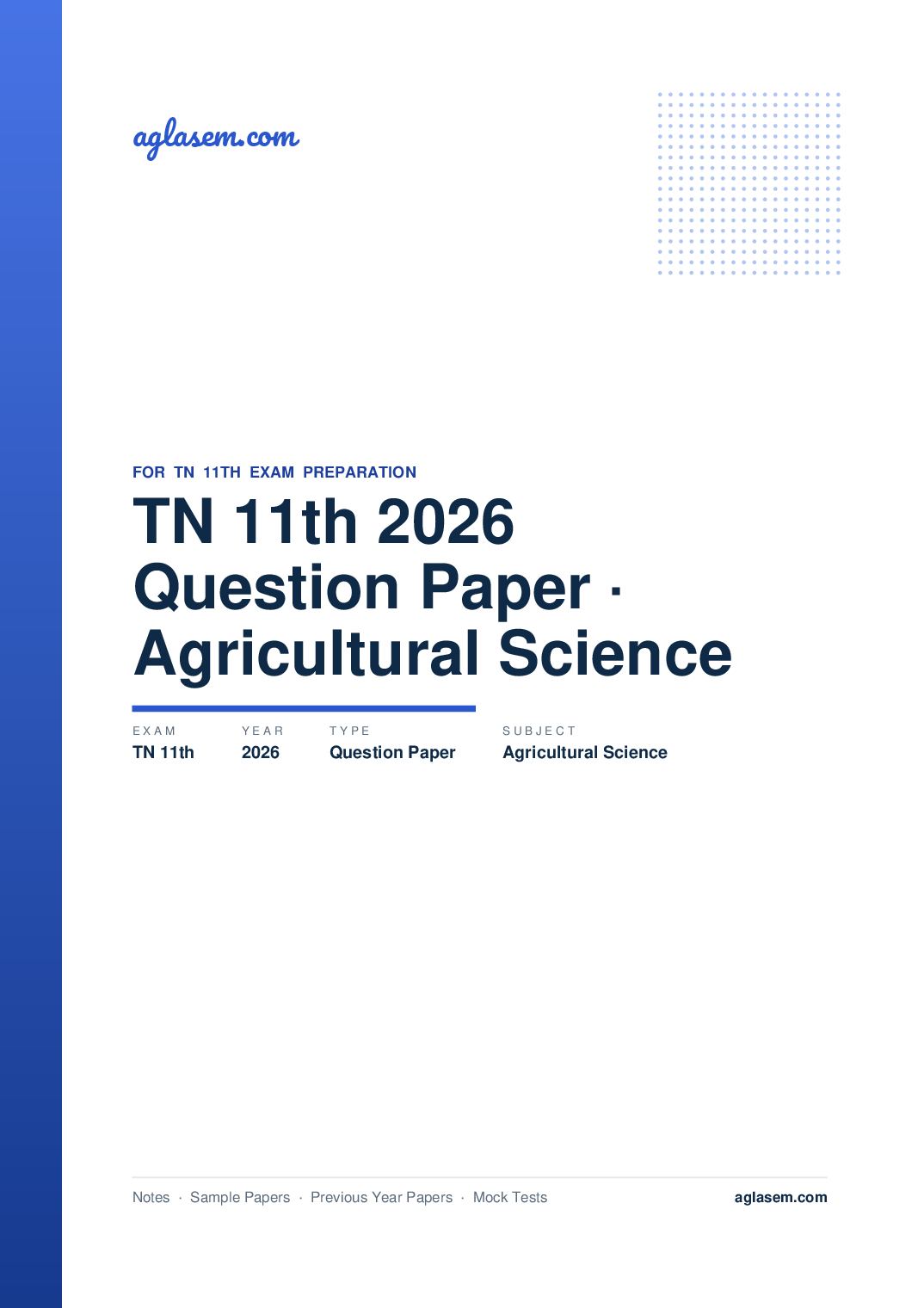 TN 11th Question Paper 2026 Agricultural Science - Page 1 of 5