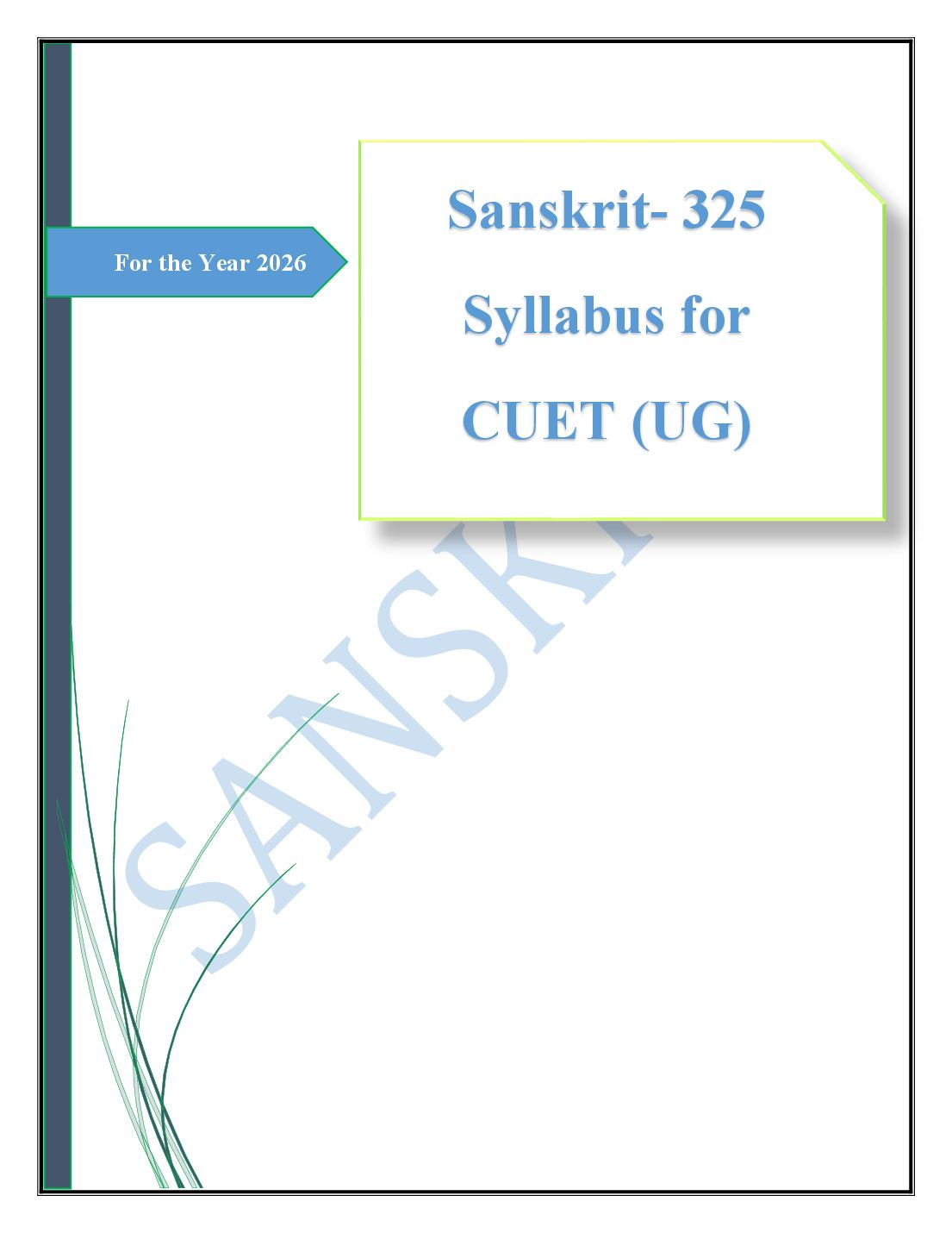 CUET 2026 Syllabus Sanskrit (Code 325) - Page 1 of 4