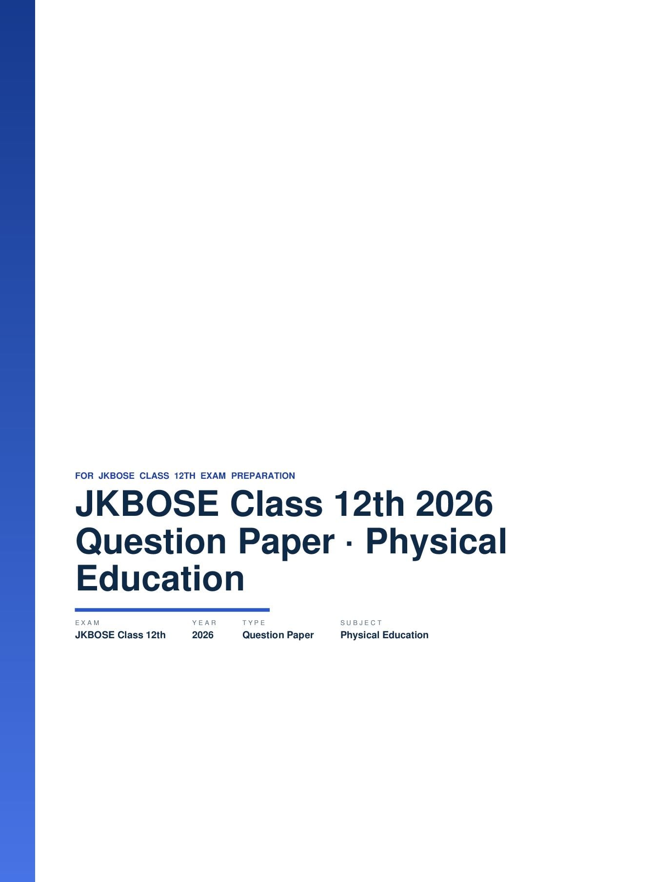 JKBOSE Class 12th Question Paper 2026 Physical Education - Page 1 of 13