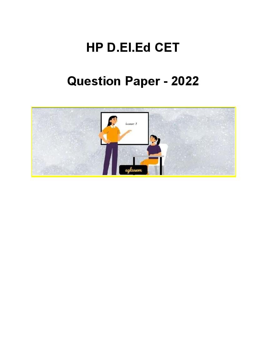 HP D.El.Ed CET 2022 Question Paper - Page 1