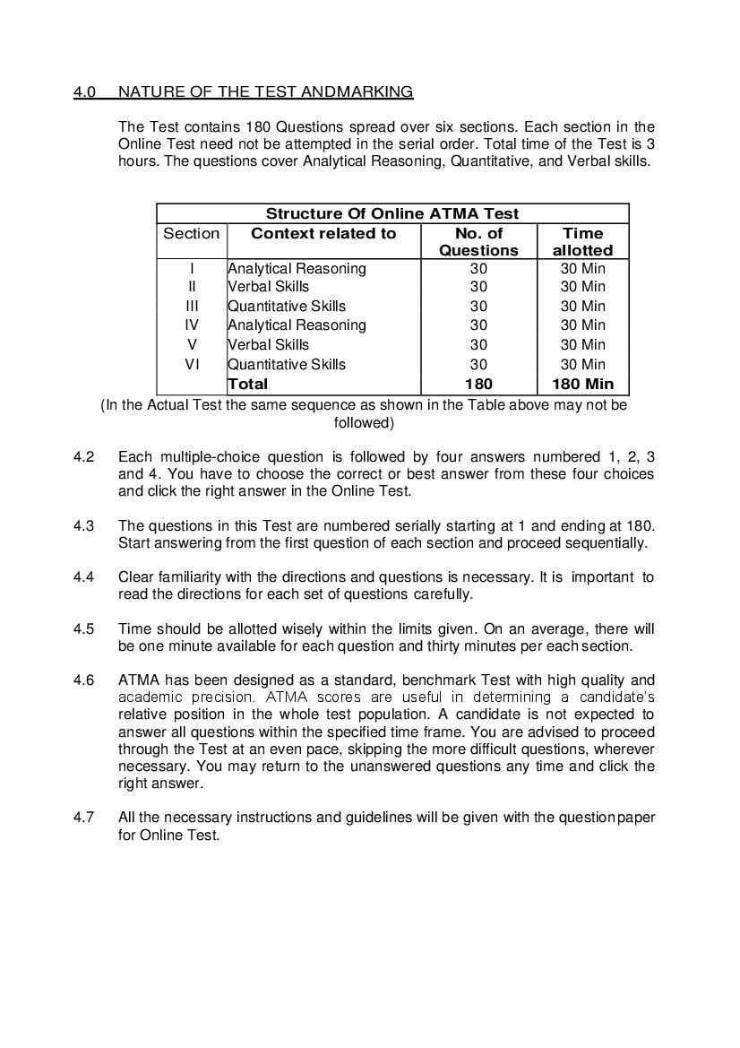 ATMA 2024 Syllabus PDF AglaSem Admission