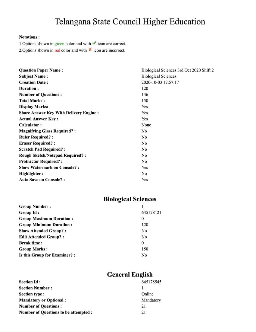 TS EdCET 2020 Question Paper Biology - Page 1