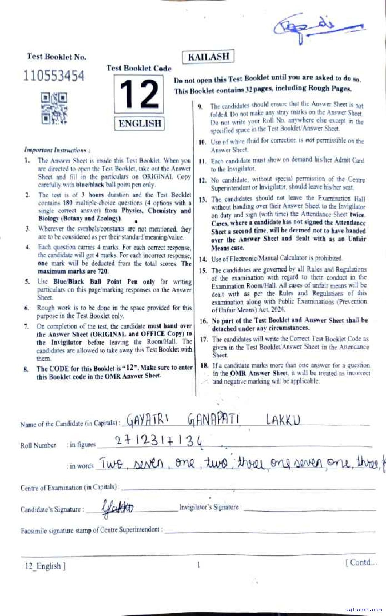NEET 2026 Question Paper Code 12 - Page 1 of 31