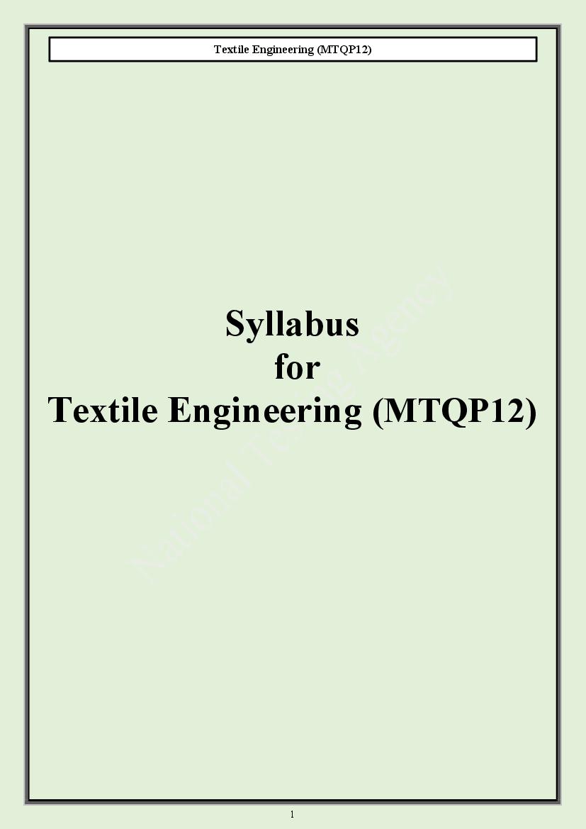 CUET PG 2024 Syllabus Textile Engineering - Page 1