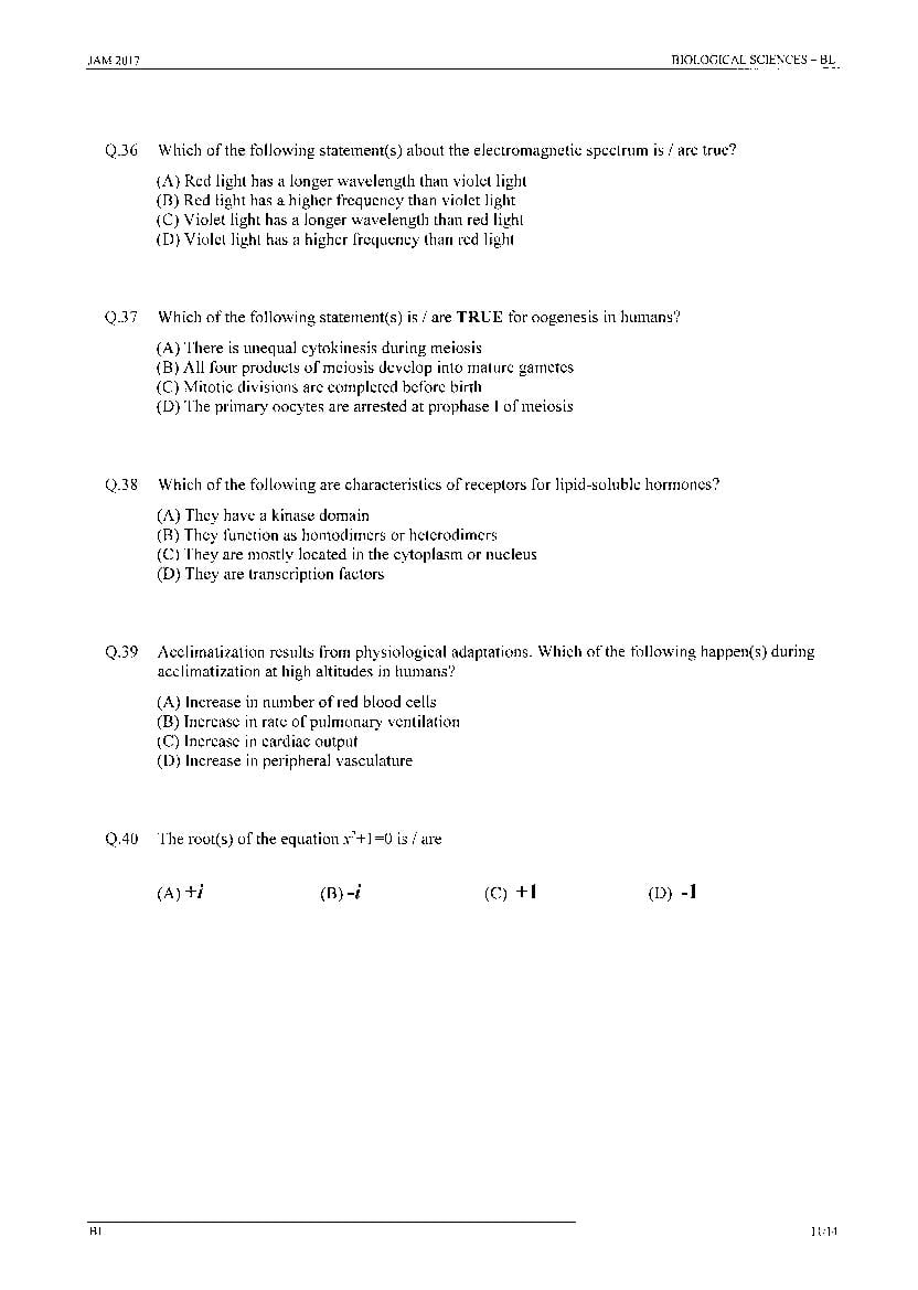 IIT JAM 2017 Question Papers PDF with Answer Keys (7 Papers)