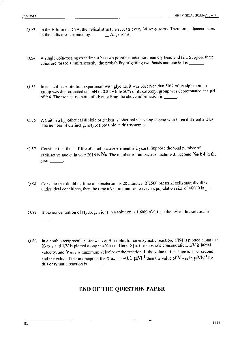 IIT JAM 2017 Question Papers PDF with Answer Keys (7 Papers)