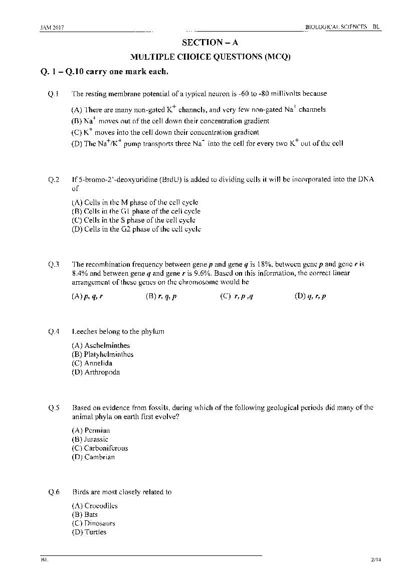 IIT JAM 2017 Question Papers PDF with Answer Keys (7 Papers)