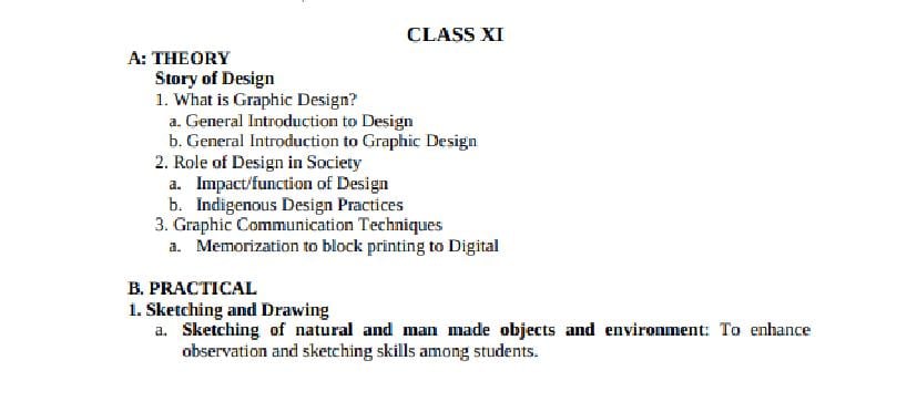 NCERT Class 11 Syllabus for Graphic Design - Page 1
