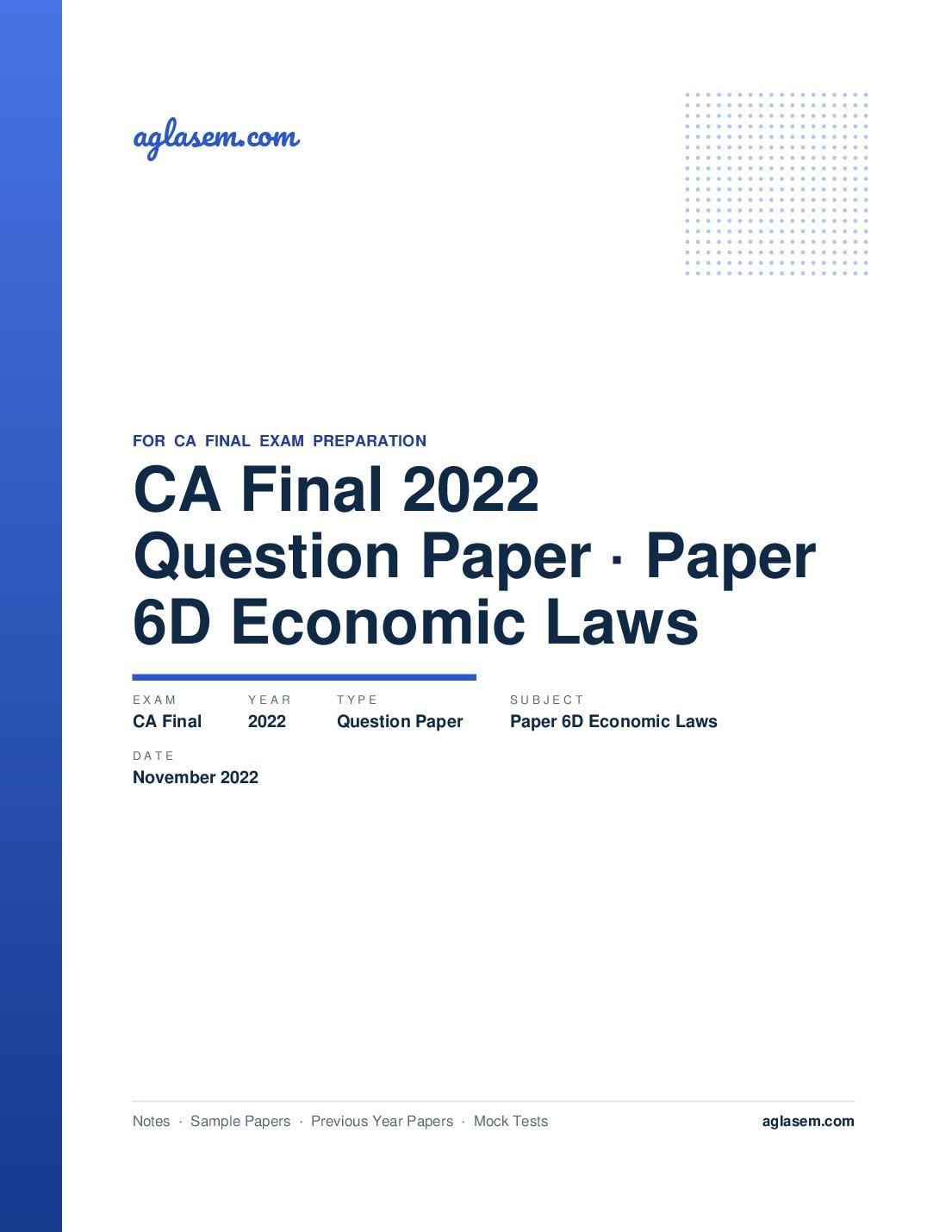 CA Final November 2022 Question Paper Paper 6D Economic Laws - Page 1 of 32