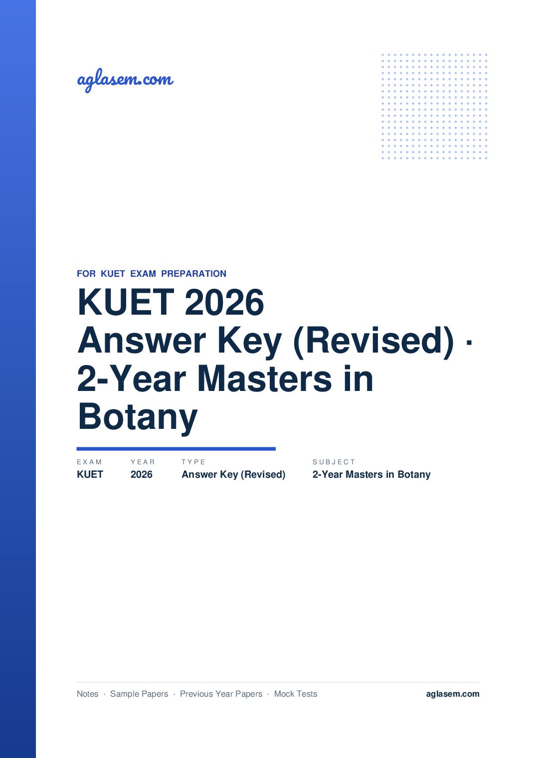 KUET 2026 Answer Key (Revised) 2-Year Masters in Botany - Page 1 of 5