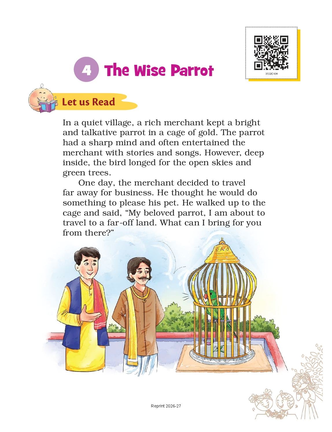 NCERT Book Class 5 English (Santoor) Chapter 4 The Wise Parrot - Page 1 of 14