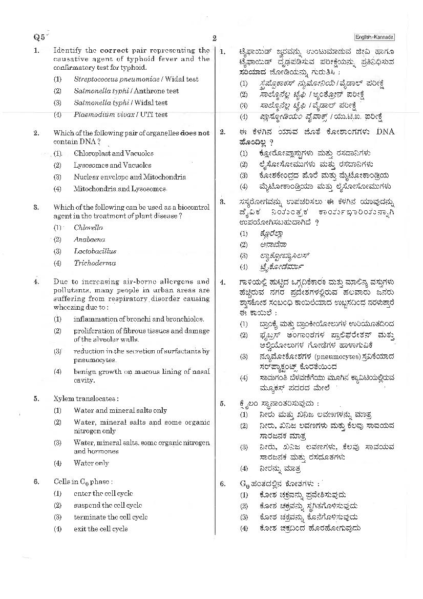 NEET 2019 Question Paper Kannada