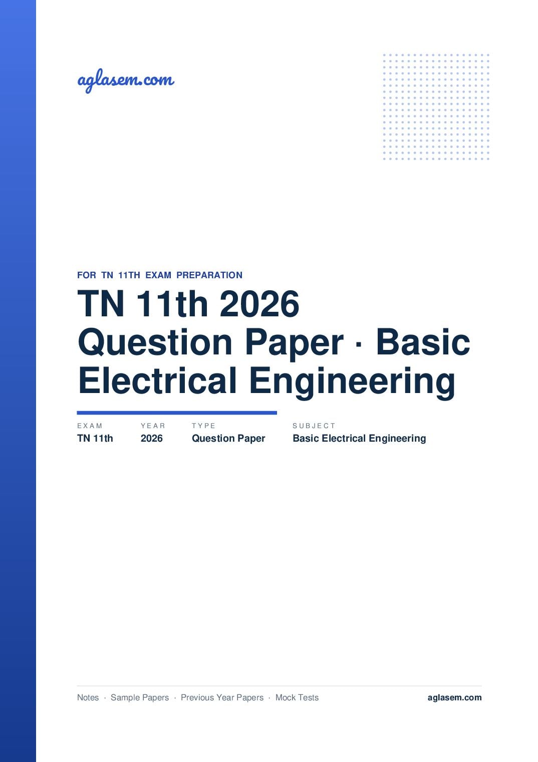 TN 11th Question Paper 2026 Basic Electrical Engineering - Page 1 of 9