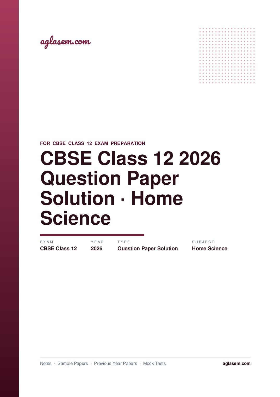 CBSE Class 12 Question Paper 2026 Solution Home Science - Page 1 of 24