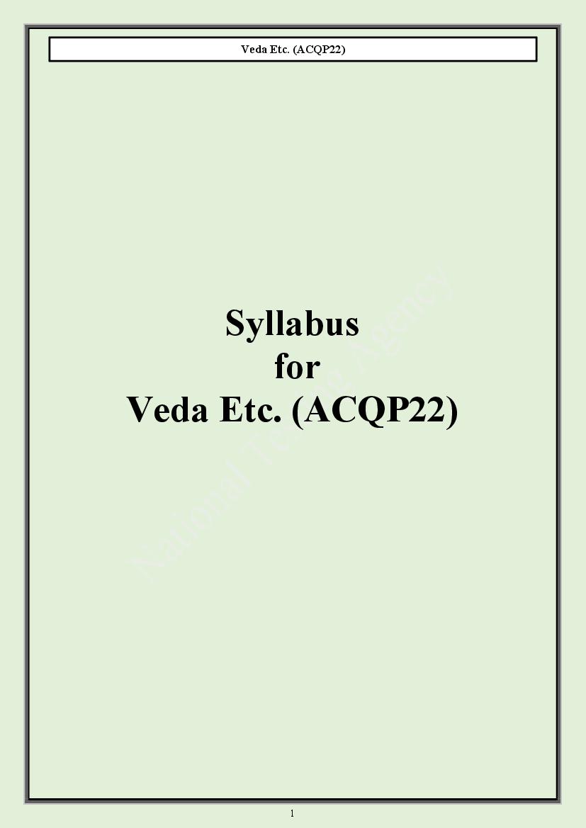 CUET PG 2024 Syllabus Veda - Page 1