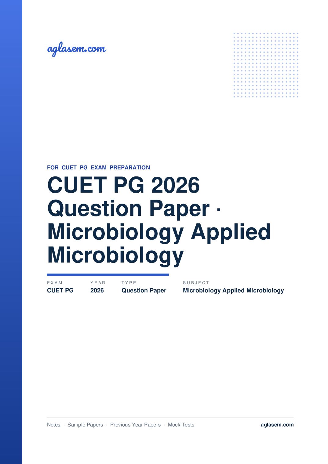 CUET PG 2026 Question Paper Microbiology and Applied Microbiology - Page 1 of 85