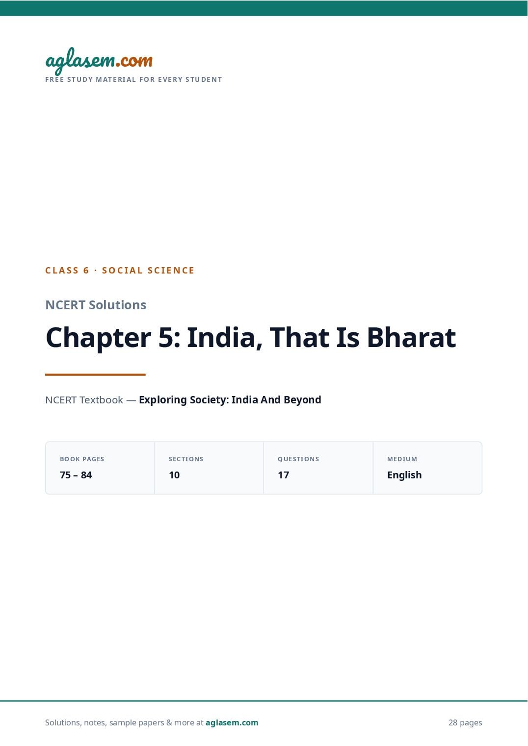 NCERT Solutions Class 6 Social Science Chapter 5 India That Is Bharat - Page 1 of 29