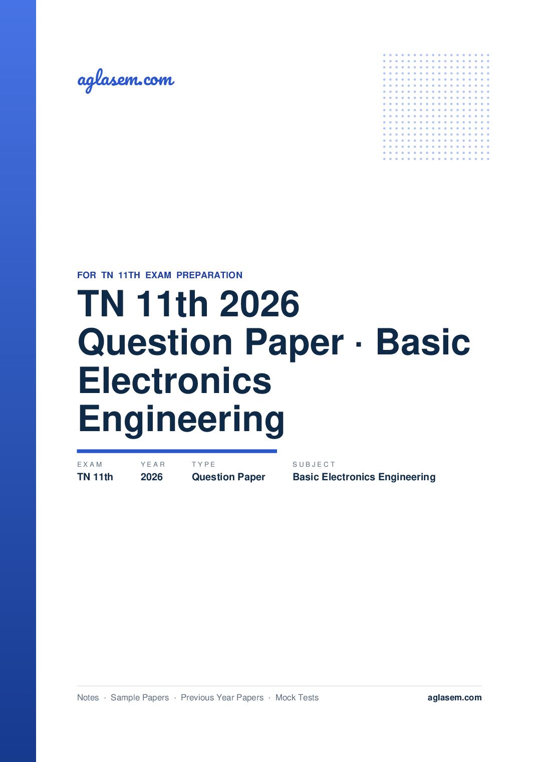 TN 11th Question Paper 2026 Basic Electronics Engineering - Page 1 of 9