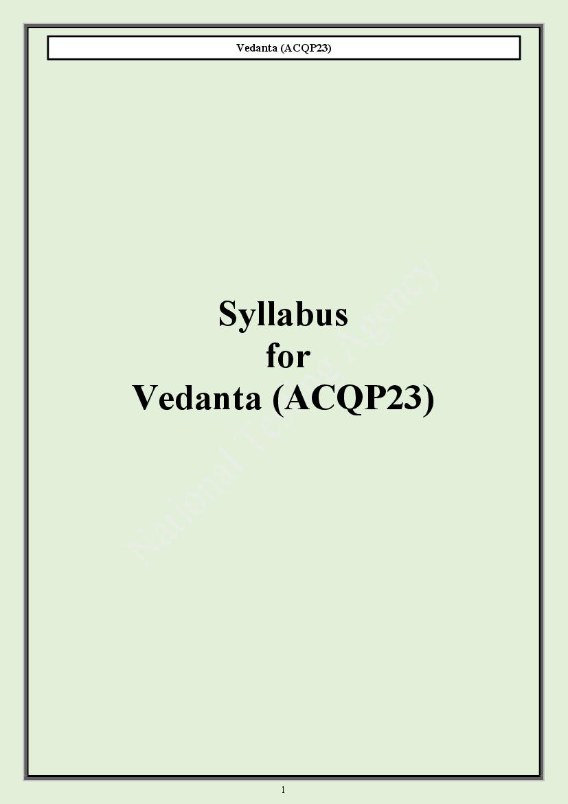 CUET PG 2024 Syllabus Vedanta - Page 1