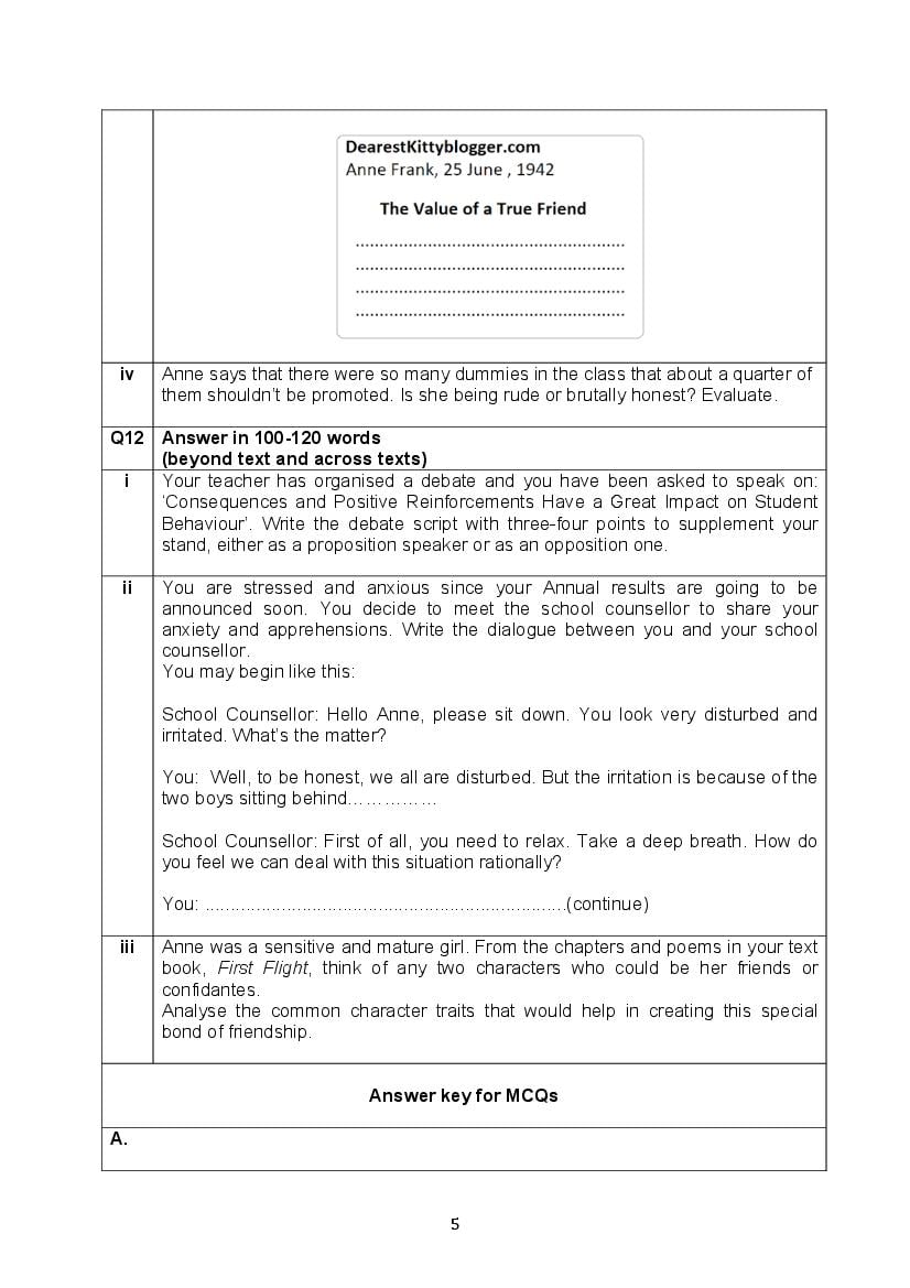 CBSE Class 10 English Question Bank (PDF) – Official CBSE Question Bank