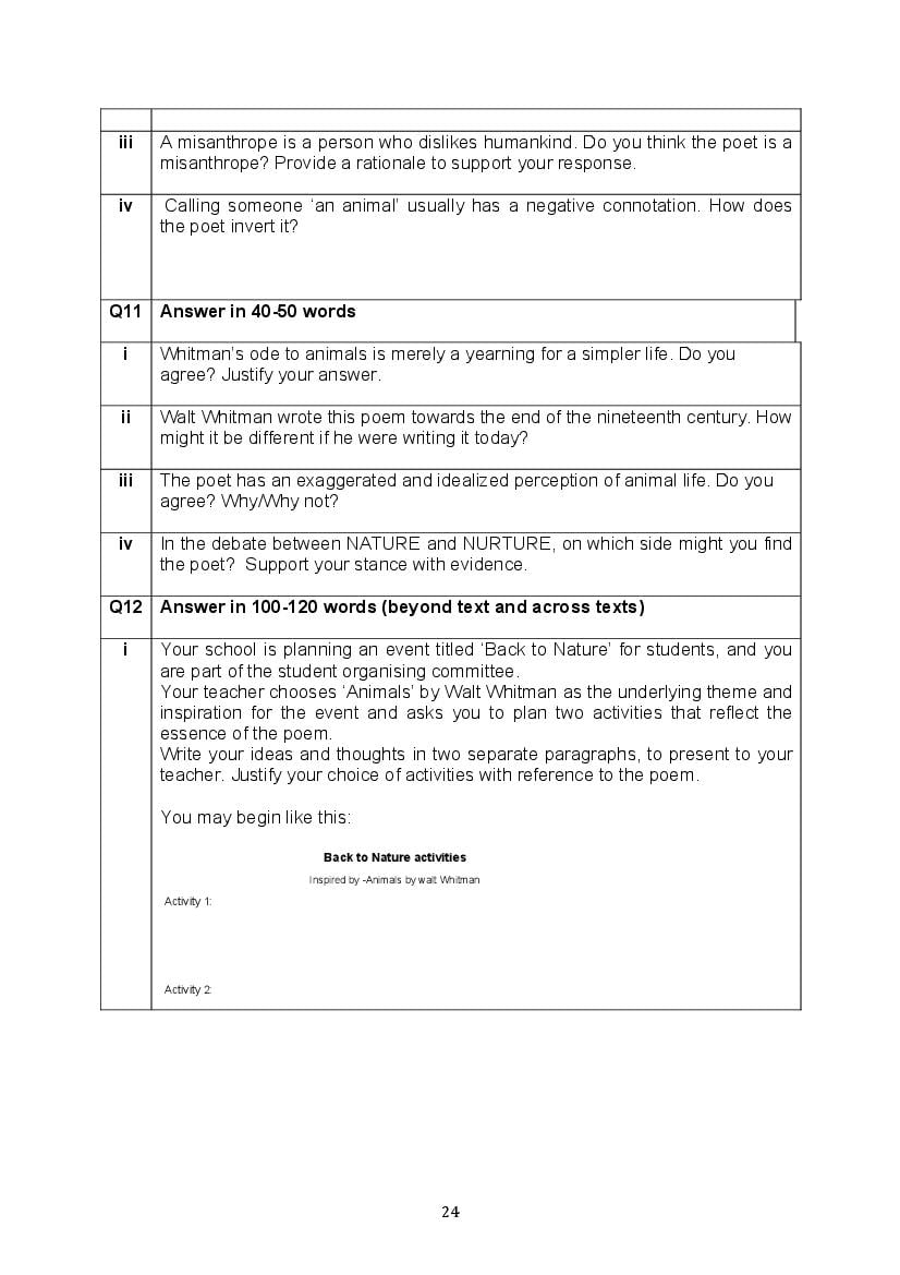 CBSE Class 10 English Question Bank (PDF) – Official CBSE Question Bank