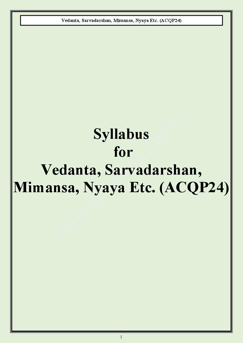 CUET PG 2024 Syllabus Vedanta Sarvadarshan Mimansa Nyaya - Page 1