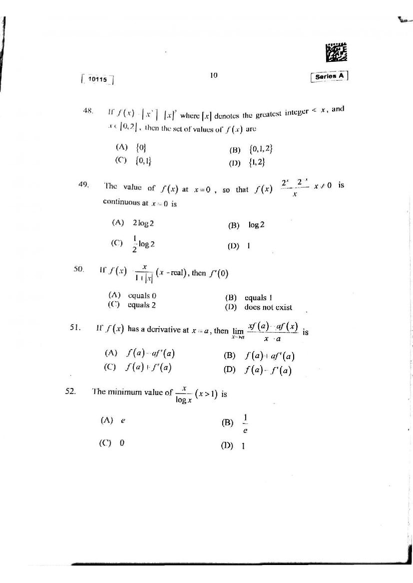 CUSAT CAT 2015 Question Papers PDF (B.Tech, Law, PG: 17 Papers)