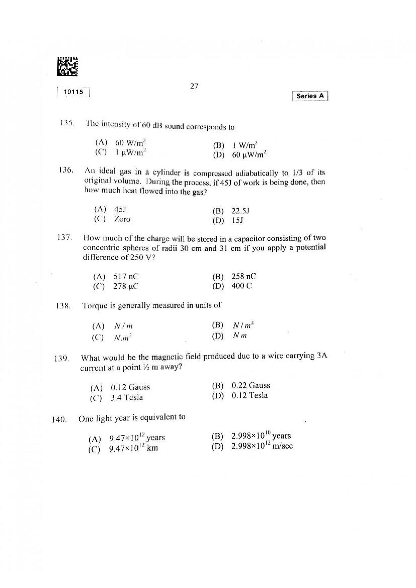 CUSAT CAT 2015 Question Papers PDF (B.Tech, Law, PG: 17 Papers)