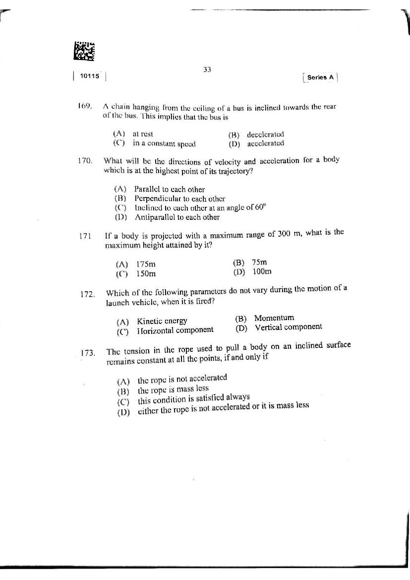 CUSAT CAT 2015 Question Papers PDF (B.Tech, Law, PG: 17 Papers)