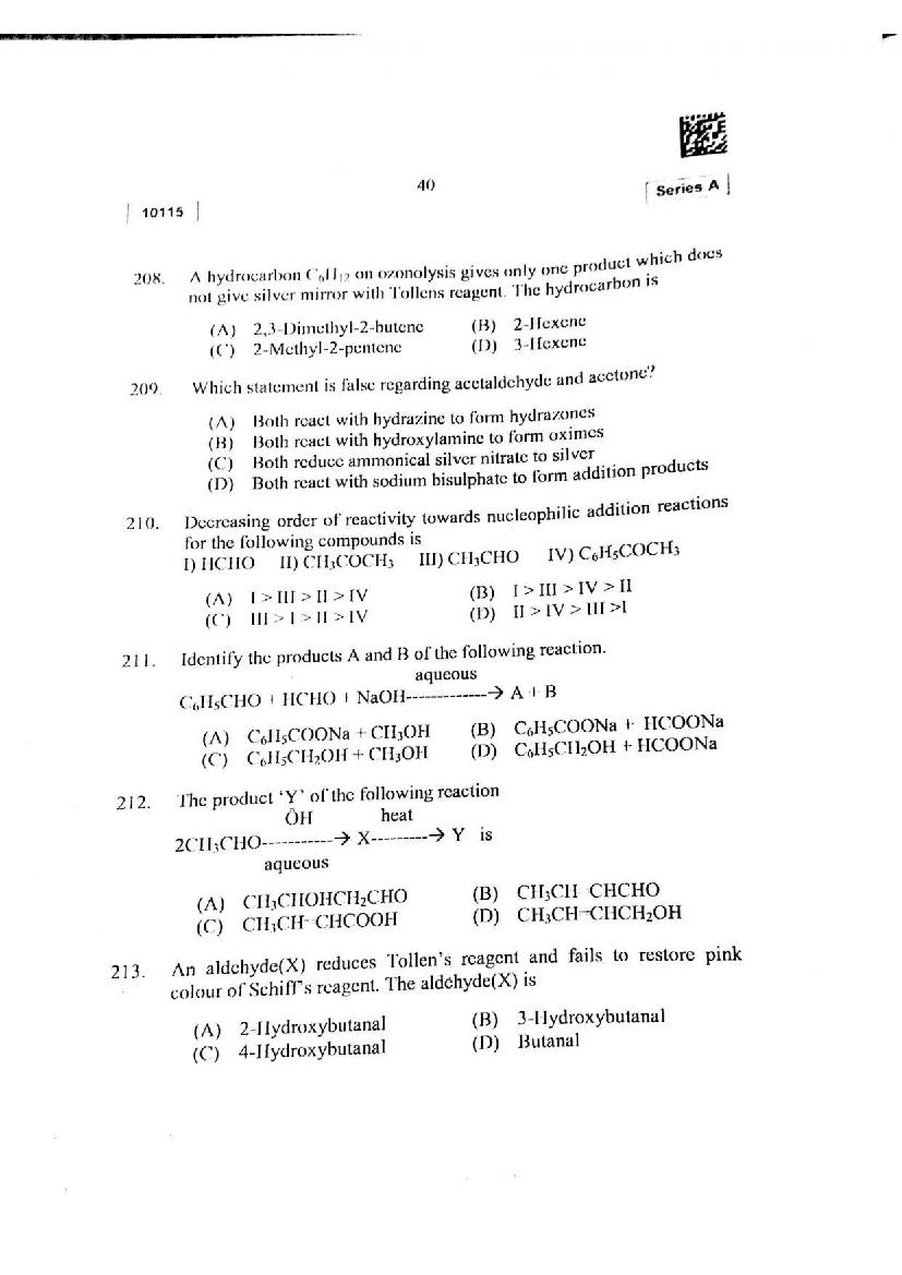 CUSAT CAT 2015 Question Papers PDF (B.Tech, Law, PG: 17 Papers)