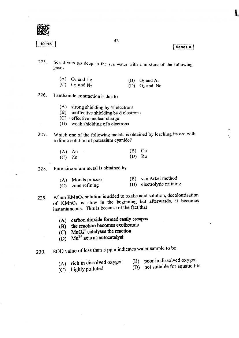 CUSAT CAT 2015 Question Papers PDF (B.Tech, Law, PG: 17 Papers)