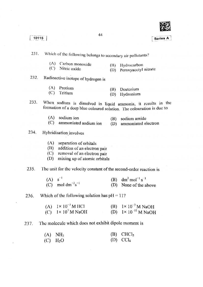 CUSAT CAT 2015 Question Papers PDF (B.Tech, Law, PG: 17 Papers)