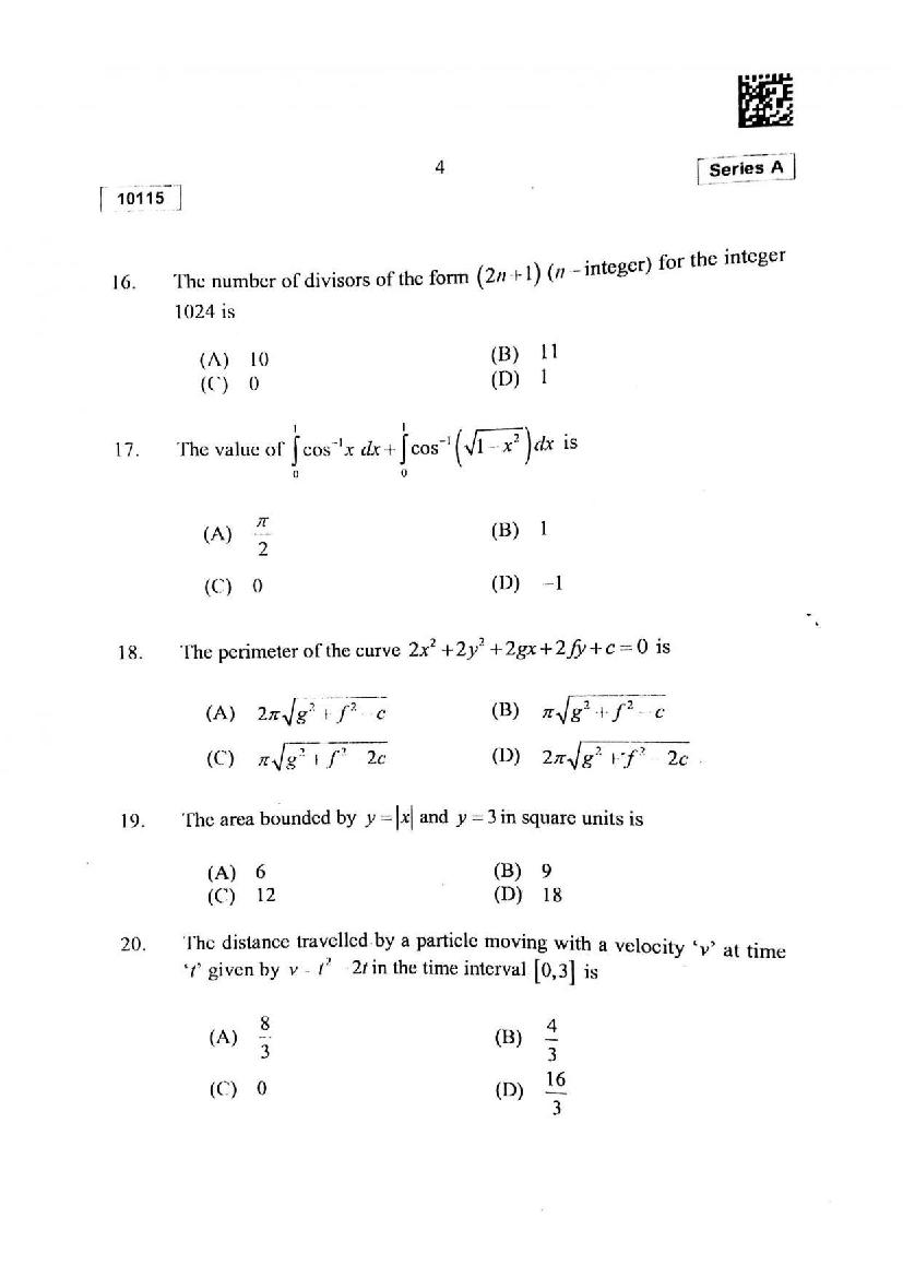 CUSAT CAT 2015 Question Papers PDF (B.Tech, Law, PG: 17 Papers)