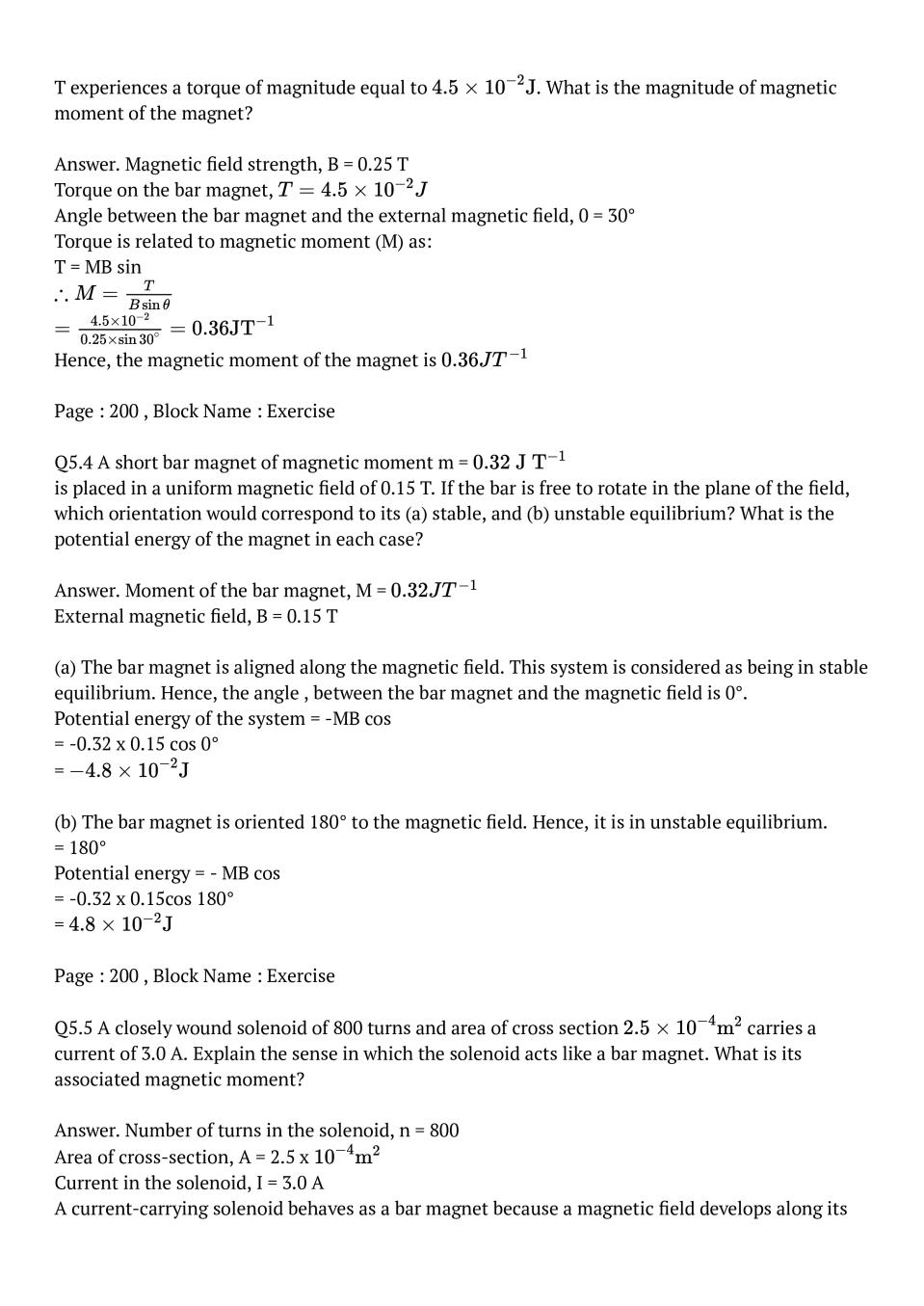 Ncert Solutions For Class 12 Physics Chapter 5 Magnetism And Matter Class 12 Physics Chapter 5 6271