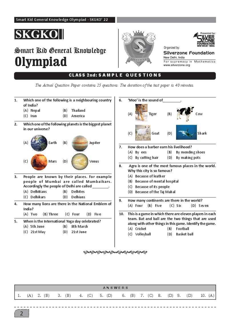 SilverZone iSKKO Sample Paper 2022 Class 2  - Page 1