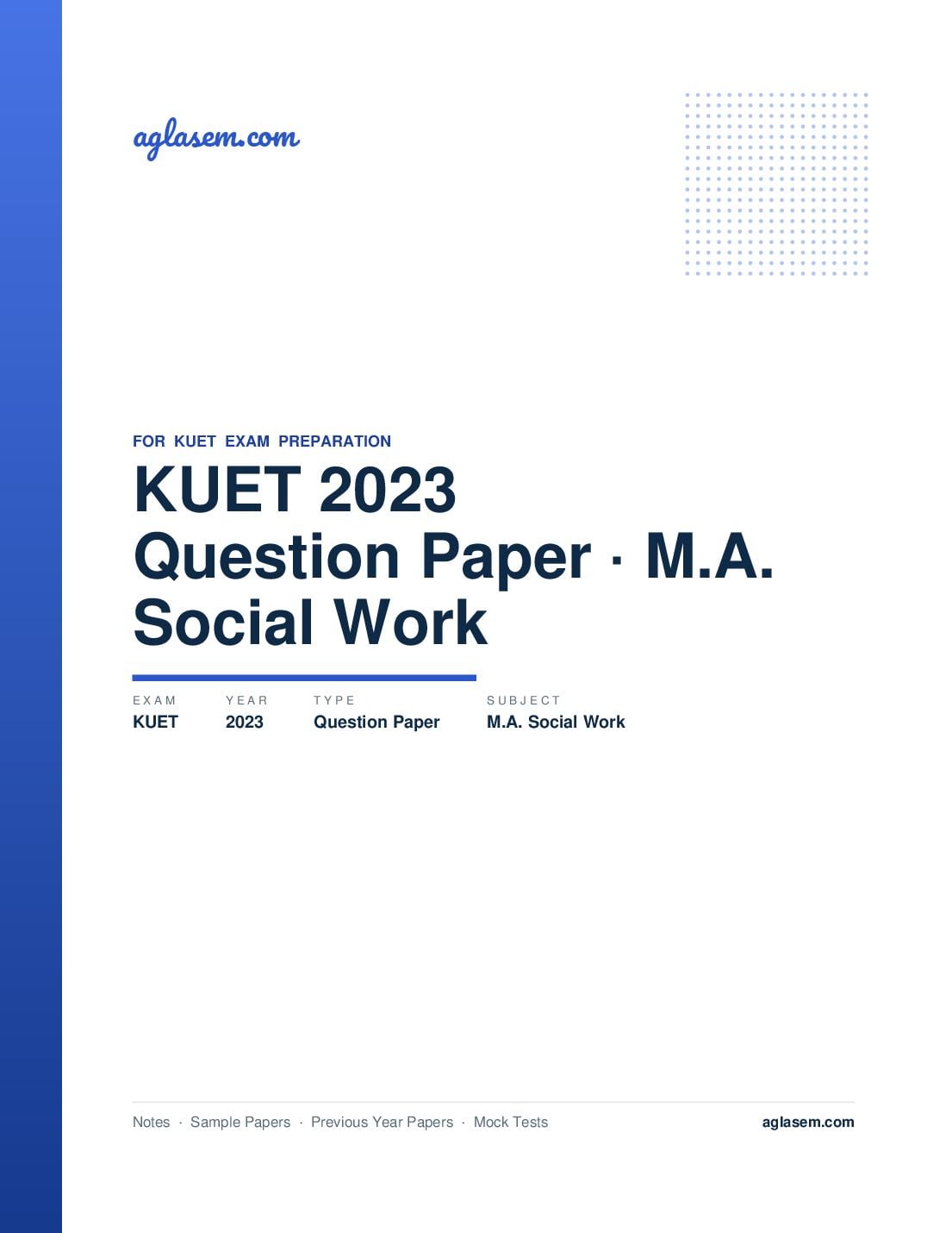 KUET 2023 Question Paper M.A. Social Work - Page 1 of 8