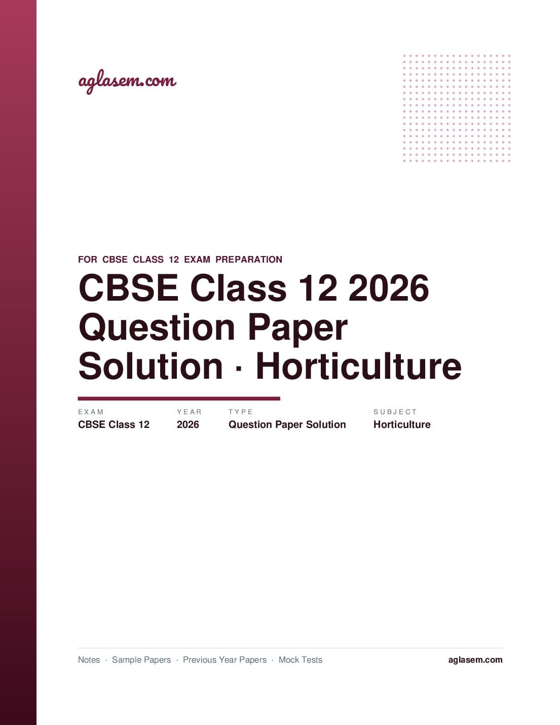 CBSE Class 12 Question Paper 2026 Solution Horticulture - Page 1 of 11